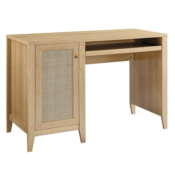 Modway Furniture Soma 47" Office Desk by Modway - Modern Rattan-Weave Design for Organized and Stylish Workspaces Oak EEI-6116-OAK