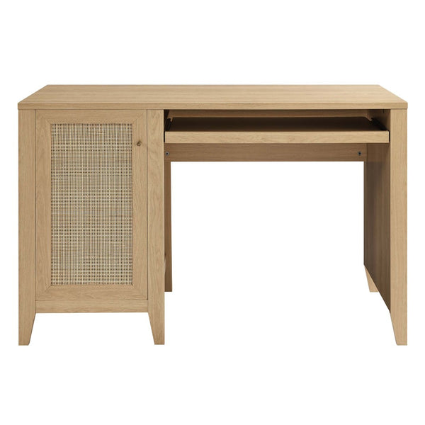 Modway Furniture Soma 47" Office Desk by Modway - Modern Rattan-Weave Design for Organized and Stylish Workspaces Oak EEI-6116-OAK