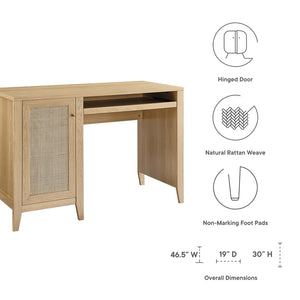 Modway Furniture Soma 47" Office Desk by Modway - Modern Rattan-Weave Design for Organized and Stylish Workspaces Oak EEI-6116-OAK