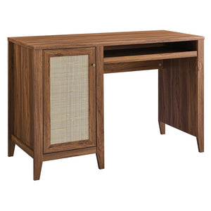 Modway Furniture Soma 47" Office Desk by Modway - Modern Rattan-Weave Design for Organized and Stylish Workspaces Walnut EEI-6116-WAL