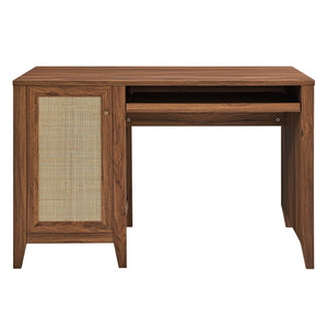 Modway Furniture Soma 47" Office Desk by Modway - Modern Rattan-Weave Design for Organized and Stylish Workspaces Walnut EEI-6116-WAL