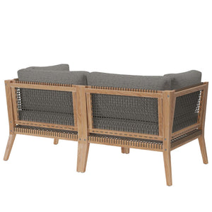 Modway Furniture Clearwater Outdoor Patio Teak Wood Loveseat - Stylish Durability, Comfortable Seating for Any Space Gray Graphite EEI-6119-GRY-GPH