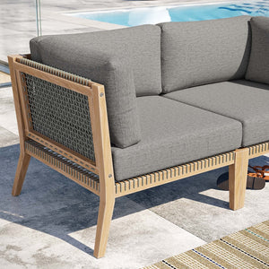 Modway Furniture Clearwater Outdoor Patio Teak Wood Loveseat - Stylish Durability, Comfortable Seating for Any Space Gray Graphite EEI-6119-GRY-GPH