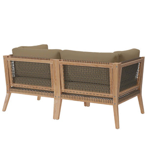 Modway Furniture Clearwater Outdoor Patio Teak Wood Loveseat - Stylish Durability, Comfortable Seating for Any Space Gray Light Brown EEI-6119-GRY-LBR