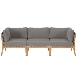Modway Furniture Clearwater Outdoor Patio Teak Wood Sofa - Premium Comfort, Weather-Resistant Design for Your Space Gray Graphite EEI-6120-GRY-GPH