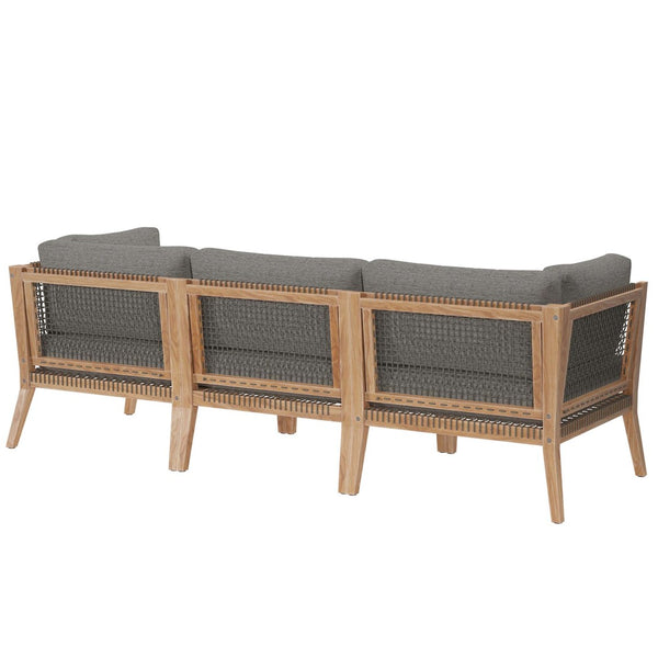 Modway Furniture Clearwater Outdoor Patio Teak Wood Sofa - Premium Comfort, Weather-Resistant Design for Your Space Gray Graphite EEI-6120-GRY-GPH