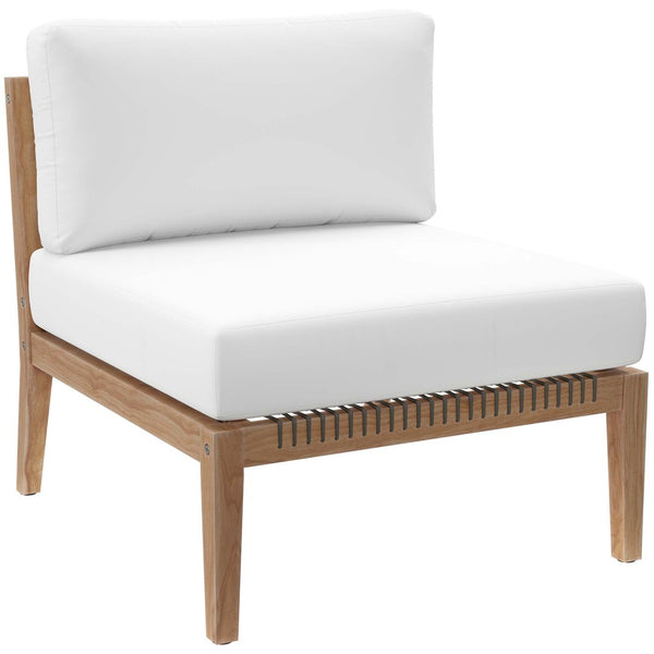 Modway Furniture Clearwater Outdoor Patio Teak Wood Sofa - Premium Comfort, Weather-Resistant Design for Your Space Gray White EEI-6120-GRY-WHI