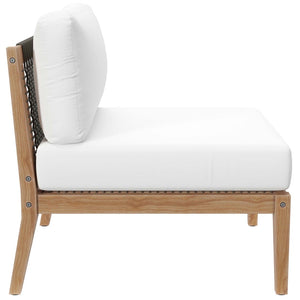 Modway Furniture Clearwater Outdoor Patio Teak Wood Sofa - Premium Comfort, Weather-Resistant Design for Your Space Gray White EEI-6120-GRY-WHI