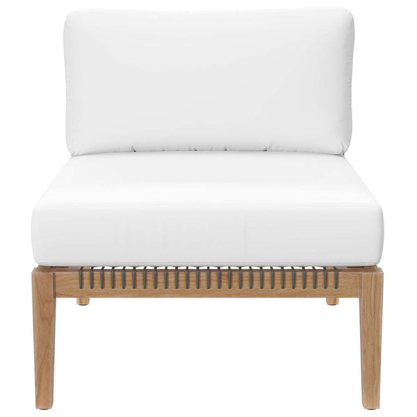 Modway Furniture Clearwater Outdoor Patio Teak Wood Sofa - Premium Comfort, Weather-Resistant Design for Your Space Gray White EEI-6120-GRY-WHI