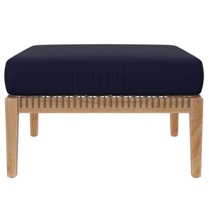 Modway Furniture Clearwater 6-Piece Outdoor Teak Wood Sectional Sofa Set for Stylish, Comfortable Patio Living Gray Navy EEI-6122-GRY-NAV