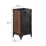 Modway Furniture Steamforge 18" Bathroom Vanity Cabinet (Sink Basin Not Included) Black Walnut 15 x 17 x 34