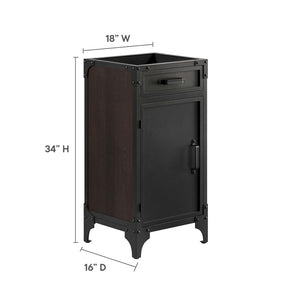 Modway Furniture Steamforge 18" Industrial Modern Bathroom Vanity Cabinet with Practical Storage - Black Walnut EEI-6126-BLK-WAL
