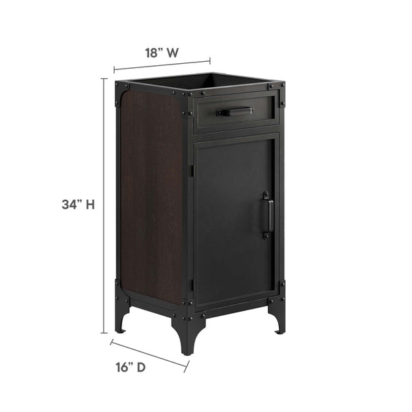 Modway Furniture Steamforge 18" Industrial Modern Bathroom Vanity Cabinet with Practical Storage - Black Walnut EEI-6126-BLK-WAL