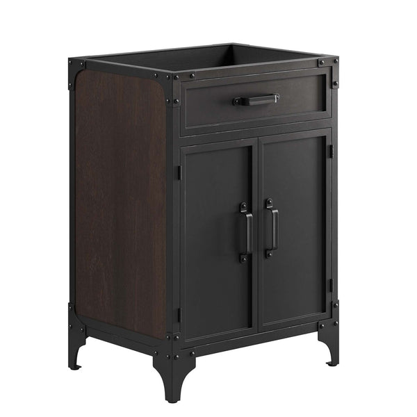 Modway Furniture Steamforge 24" Bathroom Vanity Cabinet - Compact Industrial Design with Wood-Grain Finish, Black Walnut EEI-6127-BLK-WAL