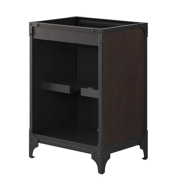 Modway Furniture Steamforge 24" Bathroom Vanity Cabinet - Compact Industrial Design with Wood-Grain Finish, Black Walnut EEI-6127-BLK-WAL