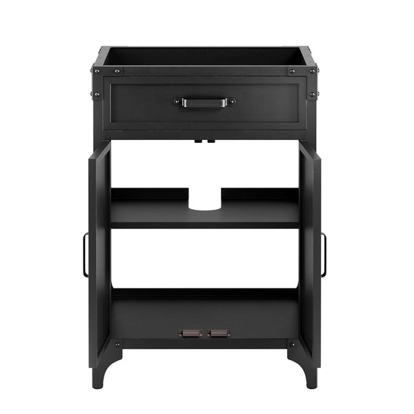 Modway Furniture Steamforge 24" Bathroom Vanity Cabinet - Compact Industrial Design with Wood-Grain Finish, Black Walnut EEI-6127-BLK-WAL