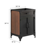 Modway Furniture Steamforge 24" Bathroom Vanity Cabinet (Sink Basin Not Included) Black Walnut 18 x 23 x 33