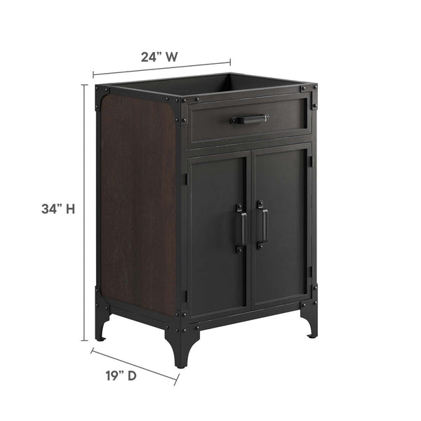 Modway Furniture Steamforge 24" Bathroom Vanity Cabinet - Compact Industrial Design with Wood-Grain Finish, Black Walnut EEI-6127-BLK-WAL
