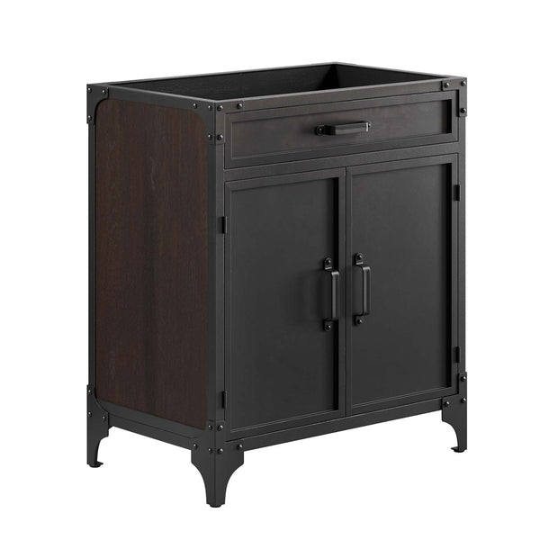 Modway Furniture Steamforge 30" Industrial-Modern Bathroom Vanity Cabinet – Black Walnut Finish with Storage Solutions EEI-6128-BLK-WAL
