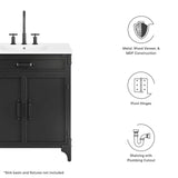 Modway Furniture Steamforge 30" Bathroom Vanity Cabinet (Sink Basin Not Included) Black Walnut 18 x 29 x 33