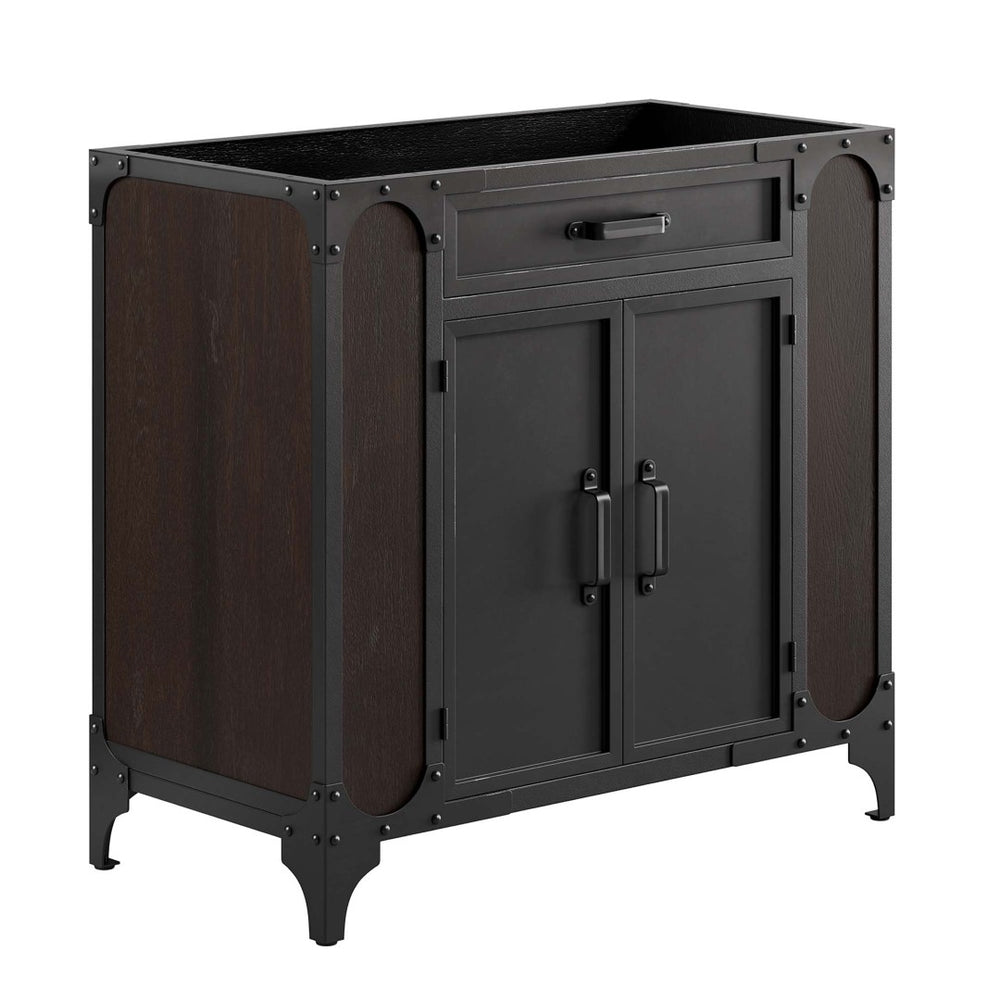 Modway Furniture Steamforge 36" Bathroom Vanity Cabinet in Black Walnut - Industrial-Modern Design with Storage Solutions EEI-6129-BLK-WAL