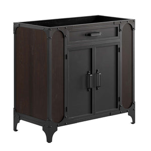 Modway Furniture Steamforge 36" Bathroom Vanity Cabinet in Black Walnut - Industrial-Modern Design with Storage Solutions EEI-6129-BLK-WAL