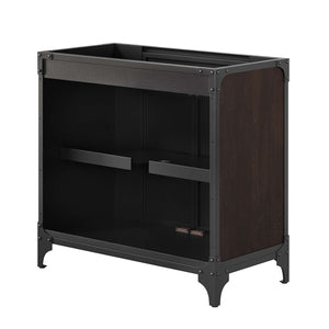 Modway Furniture Steamforge 36" Bathroom Vanity Cabinet in Black Walnut - Industrial-Modern Design with Storage Solutions EEI-6129-BLK-WAL