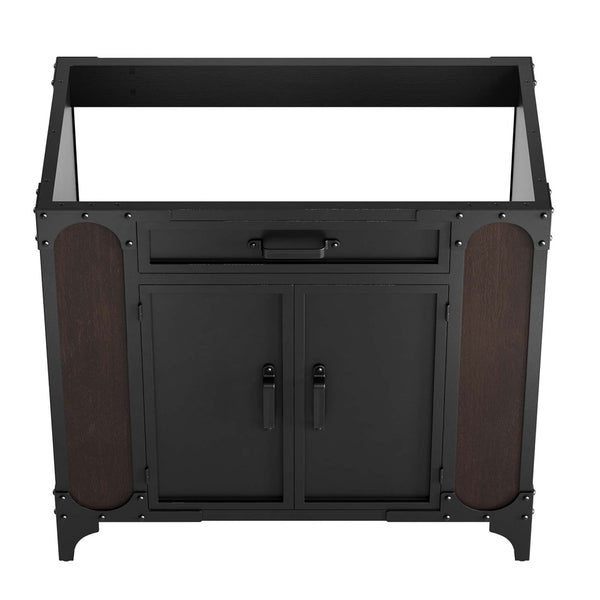 Modway Furniture Steamforge 36" Bathroom Vanity Cabinet in Black Walnut - Industrial-Modern Design with Storage Solutions EEI-6129-BLK-WAL