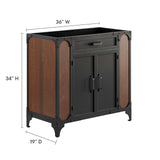 Modway Furniture Steamforge 36" Bathroom Vanity Cabinet (Sink Basin Not Included) Black Walnut 18 x 35 x 33