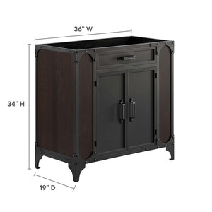 Modway Furniture Steamforge 36" Bathroom Vanity Cabinet in Black Walnut - Industrial-Modern Design with Storage Solutions EEI-6129-BLK-WAL