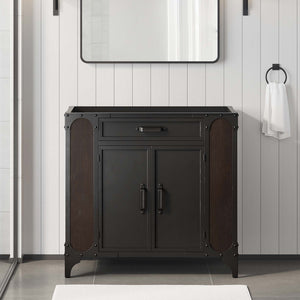 Modway Furniture Steamforge 36" Bathroom Vanity Cabinet in Black Walnut - Industrial-Modern Design with Storage Solutions EEI-6129-BLK-WAL