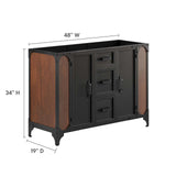 Modway Furniture Steamforge 48" Bathroom Vanity Cabinet (Sink Basin Not Included) Black Walnut 18 x 47 x 33