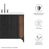 Modway Furniture Steamforge 48" Bathroom Vanity Cabinet (Sink Basin Not Included) Black Walnut 18 x 47 x 33