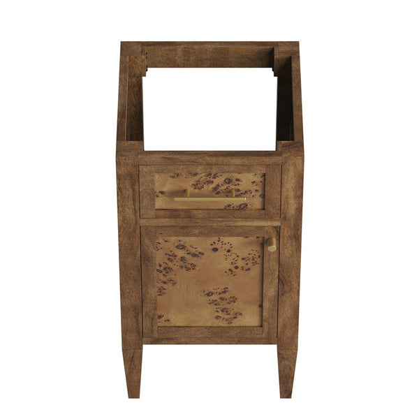 Modway Furniture Elysian 18" Burl Wood Bathroom Vanity Cabinet - Artisan-Crafted, Smart Storage for Small Spaces EEI-6136-BRN