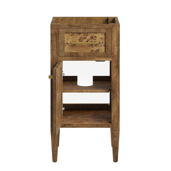 Modway Furniture Elysian 18" Burl Wood Bathroom Vanity Cabinet - Artisan-Crafted, Smart Storage for Small Spaces EEI-6136-BRN