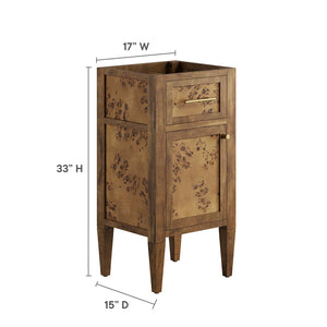 Modway Furniture Elysian 18" Burl Wood Bathroom Vanity Cabinet - Artisan-Crafted, Smart Storage for Small Spaces EEI-6136-BRN