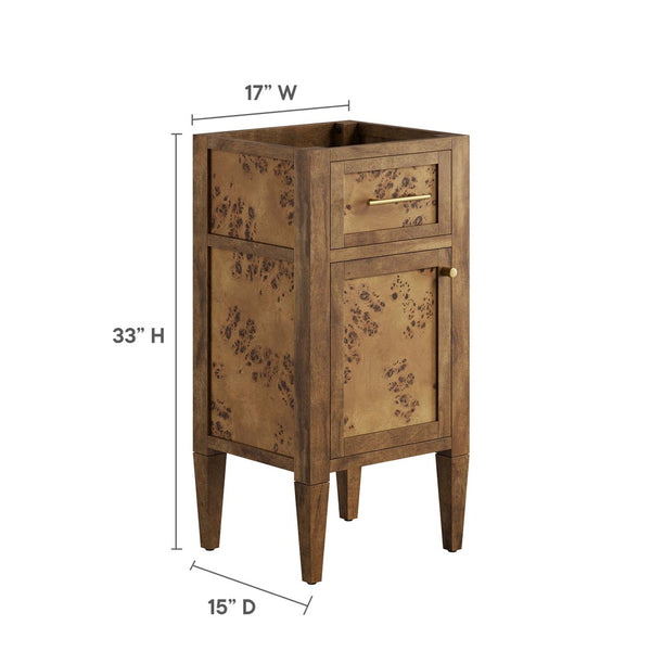 Modway Furniture Elysian 18" Burl Wood Bathroom Vanity Cabinet - Artisan-Crafted, Smart Storage for Small Spaces EEI-6136-BRN