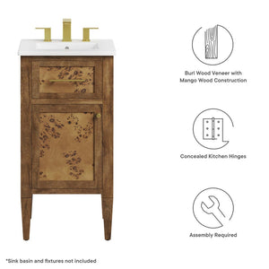 Modway Furniture Elysian 18" Burl Wood Bathroom Vanity Cabinet - Artisan-Crafted, Smart Storage for Small Spaces EEI-6136-BRN