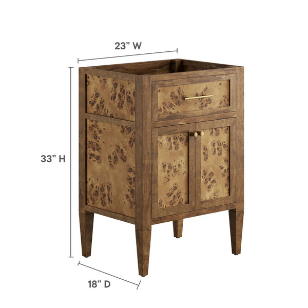 Modway Furniture Elysian 24" Wood Bathroom Vanity Cabinet - Compact Storage Solution with Modern Mid-Century Design Brown EEI-6137-BRN