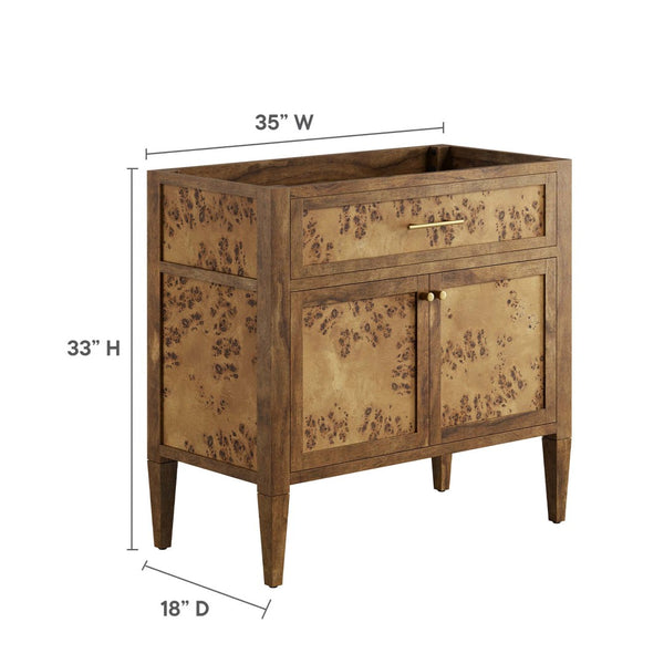 Modway Furniture Elysian 36" Wood Bathroom Vanity Cabinet - Stylish Solid Mango Design with Storage & Unique Grain EEI-6139-BRN