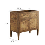 Modway Furniture Elysian 36" Wood Bathroom Vanity Cabinet (Sink Basin Not Included) Brown 18 x 35 x 33