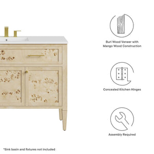 Modway Furniture Elysian 48" Wood Bathroom Vanity Cabinet – Stylish Storage Solution for Modern and Transitional Spaces Burl EEI-6140-BUR