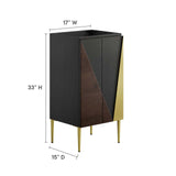 Modway Furniture Alchemist 18" Bathroom Vanity Cabinet (Sink Basin Not Included) Black Gold 15 x 17 x 33