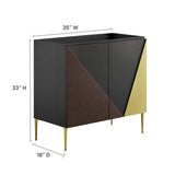 Modway Furniture Alchemist 36" Bathroom Vanity Cabinet (Sink Basin Not Included) Black Gold 18 x 35 x 33