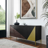 Modway Furniture Alchemist Storage Cabinet Sideboard Black Gold 67 x 18 x 31