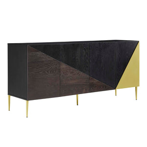 Modway Furniture Alchemist Storage Cabinet Sideboard Black Gold 67 x 18 x 31