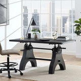 Modway Furniture Genuine 60" Adjustable Height Dining Table and Computer Desk Black Black 30 x 60 x 30