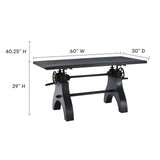 Modway Furniture Genuine 60" Adjustable Height Dining Table and Computer Desk Black Black 30 x 60 x 30