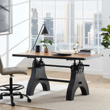 Modway Furniture Genuine 60" Adjustable Height Dining Table and Computer Desk Black Natural 30 x 60 x 30