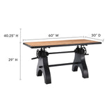 Modway Furniture Genuine 60" Adjustable Height Dining Table and Computer Desk Black Natural 30 x 60 x 30